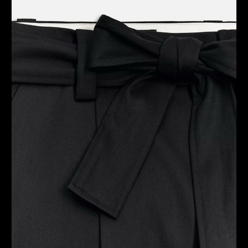 ZARA Black Women's pants wool belted - Picture 3 of 4